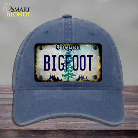 Bigfoot Oregon Novelty License Plate Hat Unconstructed Cotton / Navy