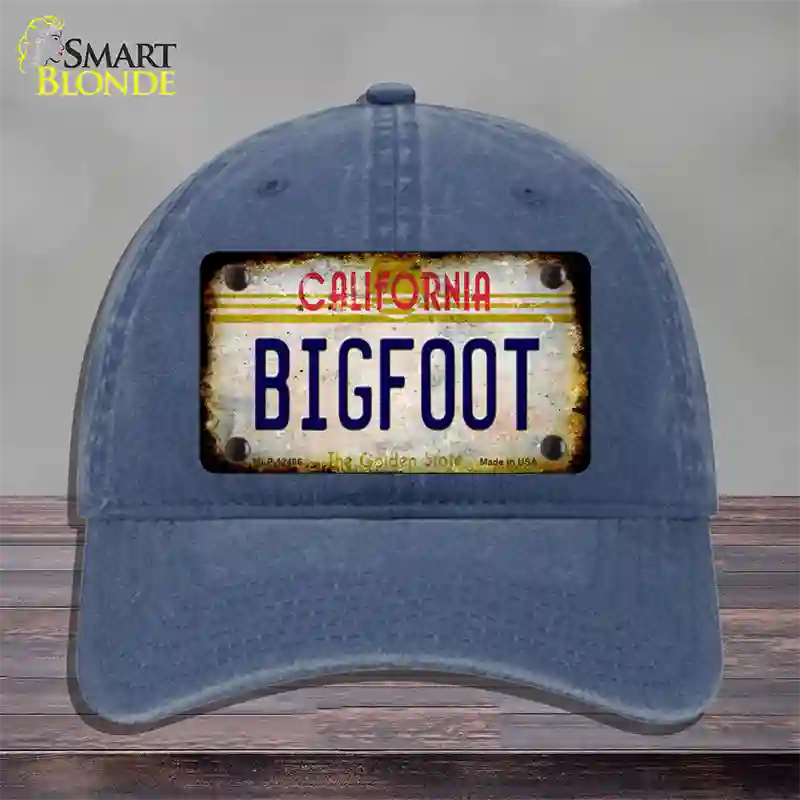 Bigfoot California Novelty License Plate Hat Unconstructed Cotton / Navy