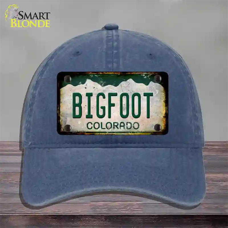 Bigfoot Colorado Rusty Novelty License Plate Hat Unconstructed Cotton / Navy