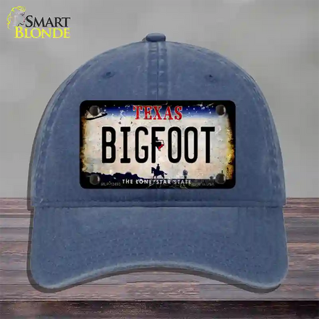 Bigfoot Texas Novelty License Plate Hat Unconstructed Cotton / Navy