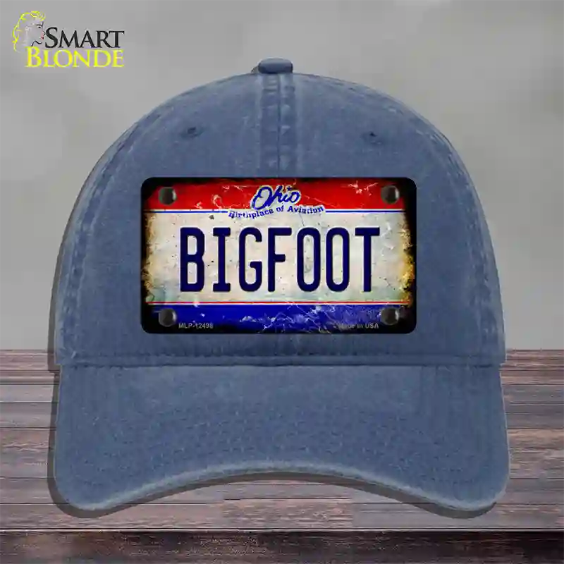 Bigfoot Ohio Novelty License Plate Hat Unconstructed Cotton / Navy