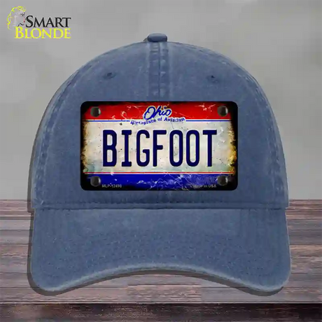 Bigfoot Ohio Novelty License Plate Hat Unconstructed Cotton / Navy