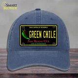 Green Chile New Mexico Black Novelty License Plate Hat Unconstructed Cotton / Navy