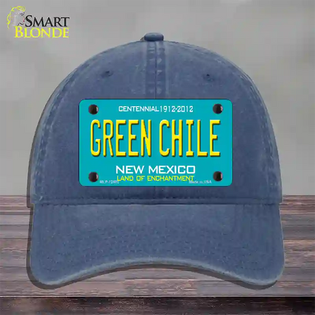 Green Chile New Mexico Green Novelty License Plate Hat Unconstructed Cotton / Navy