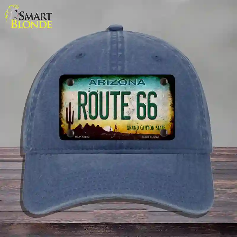 Route 66 Arizona Rusty Novelty License Plate Hat Unconstructed Cotton / Navy