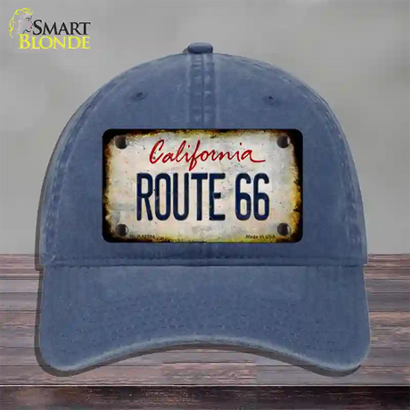 Route 66 California Rusty Novelty License Plate Hat Unconstructed Cotton / Navy