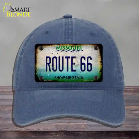 Route 66 Missouri Rusty Novelty License Plate Hat Unconstructed Cotton / Navy