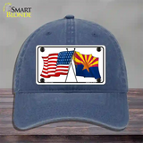 Arizona American Crossed Flags Novelty License Plate Hat Unconstructed Cotton / Navy