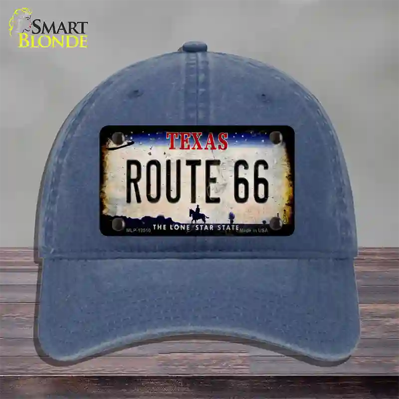 Route 66 Texas Rusty Novelty License Plate Hat Unconstructed Cotton / Navy