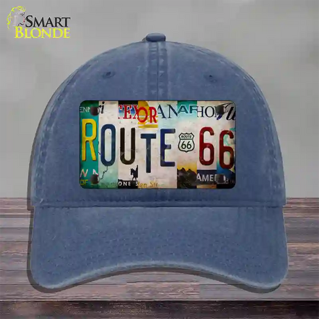 Route 66 Strip Novelty License Plate Hat Unconstructed Cotton / Navy