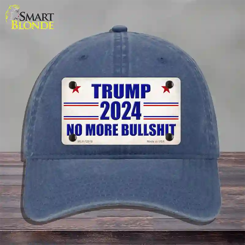 Trump 2024 No More Bullshit Novelty License Plate Hat Unconstructed Cotton / Navy