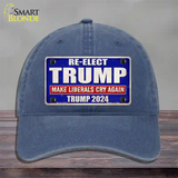 Re-Elect Trump 2024 Blue Novelty License Plate Hat Unconstructed Cotton / Navy