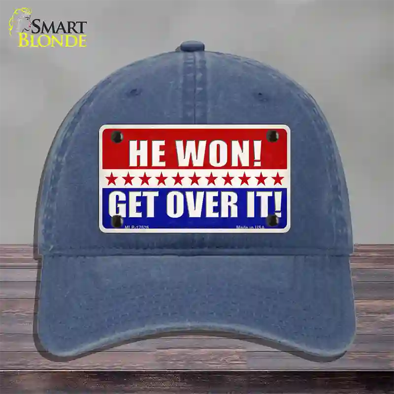 Trump Won Get Over It Novelty License Plate Hat Unconstructed Cotton / Navy