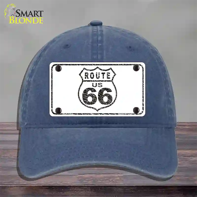 Route 66 Distressed Novelty License Plate Hat Unconstructed Cotton / Navy