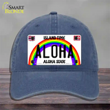 Aloha Hawaii Novelty License Plate Hat Unconstructed Cotton / Navy