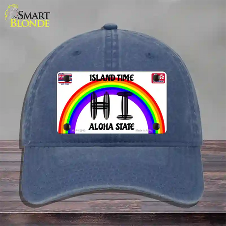 Hawaii Surfboard Novelty License Plate Hat Unconstructed Cotton / Navy