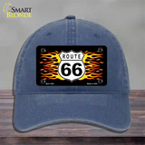 Route 66 Flames Novelty License Plate Hat Unconstructed Cotton / Navy