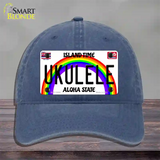 Ukulele Hawaii Novelty License Plate Hat Unconstructed Cotton / Navy