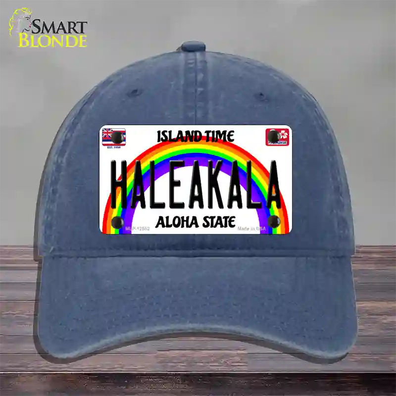 Haleakala Hawaii Novelty License Plate Hat Unconstructed Cotton / Navy