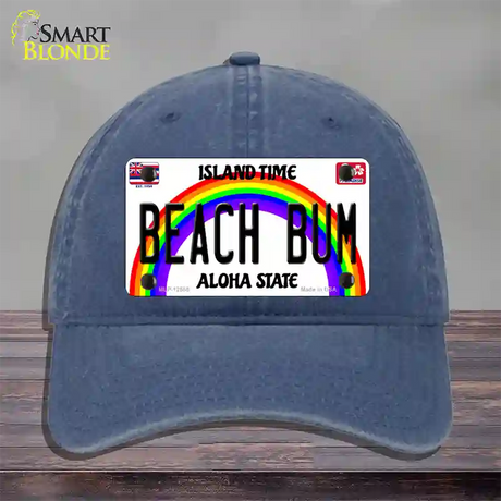 Beach Bum Hawaii Novelty License Plate Hat Unconstructed Cotton / Navy