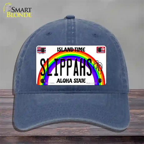 Slippahs Hawaii Novelty License Plate Hat Unconstructed Cotton / Navy