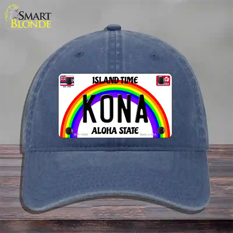 Kona Hawaii Novelty License Plate Hat Unconstructed Cotton / Navy