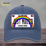 Just Mauid Hawaii Novelty License Plate Hat Unconstructed Cotton / Navy