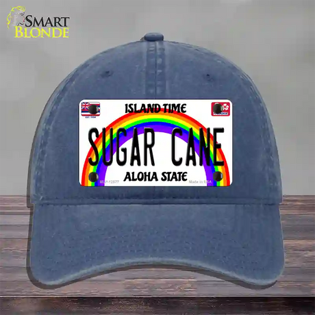 Sugar Cane Hawaii Novelty License Plate Hat Unconstructed Cotton / Navy