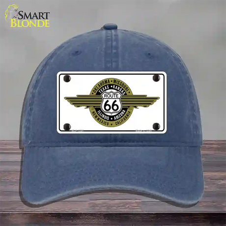 Route 66 Shield Emblem Novelty License Plate Hat Unconstructed Cotton / Navy