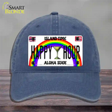 Happy Hour Hawaii Novelty License Plate Hat Unconstructed Cotton / Navy