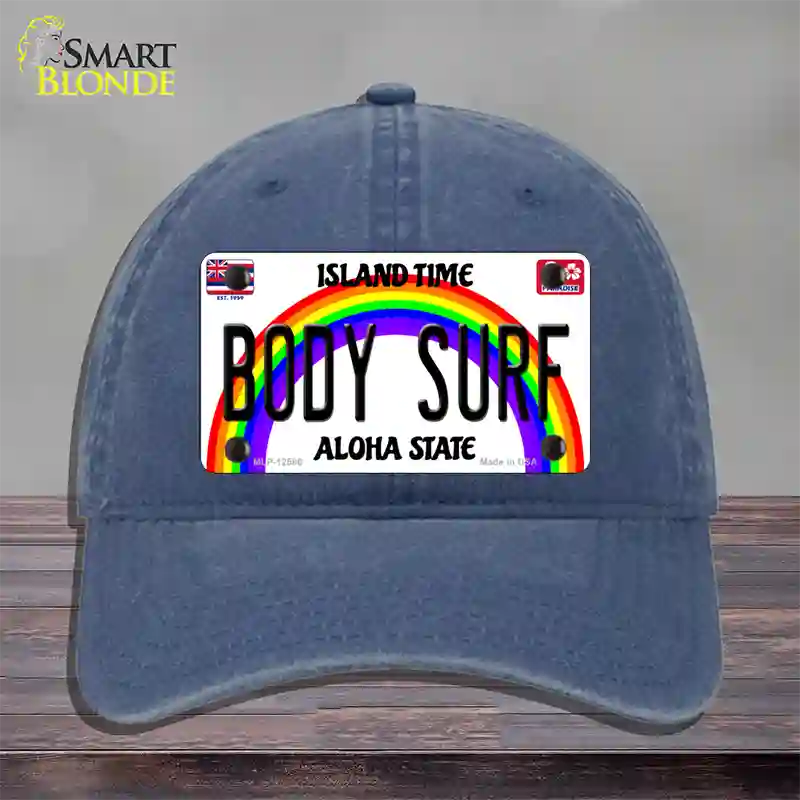 Body Surf Hawaii Novelty License Plate Hat Unconstructed Cotton / Navy