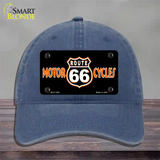 Route 66 Motorcycles Novelty License Plate Hat Unconstructed Cotton / Navy