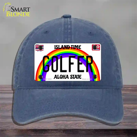 Golfer Hawaii Novelty License Plate Hat Unconstructed Cotton / Navy