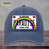 Paradise Hawaii Novelty License Plate Hat Unconstructed Cotton / Navy