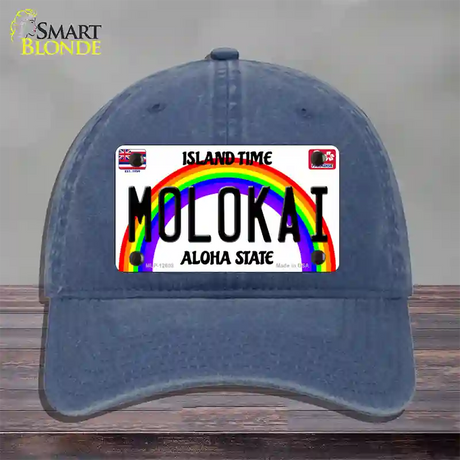 Molokai Hawaii Novelty License Plate Hat Unconstructed Cotton / Navy