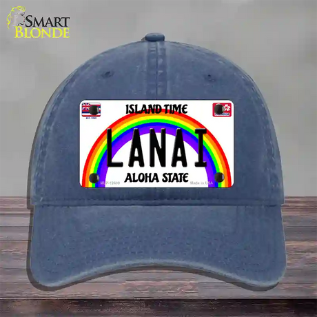 Lanai Hawaii Novelty License Plate Hat Unconstructed Cotton / Navy