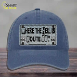 Where The Hell Is Route 66 Novelty License Plate Hat Unconstructed Cotton / Navy