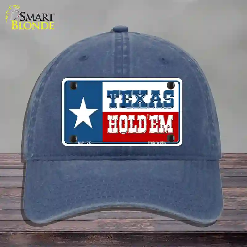 Texas Hold Em Novelty License Plate Hat Unconstructed Cotton / Navy