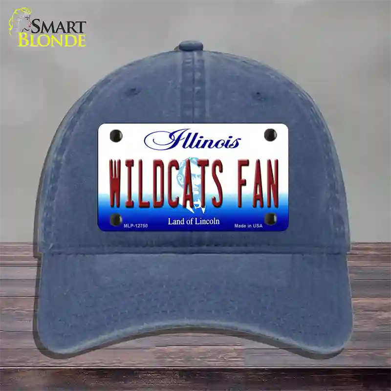 Wildcats Fan Illinois Novelty License Plate Hat Unconstructed Cotton / Navy