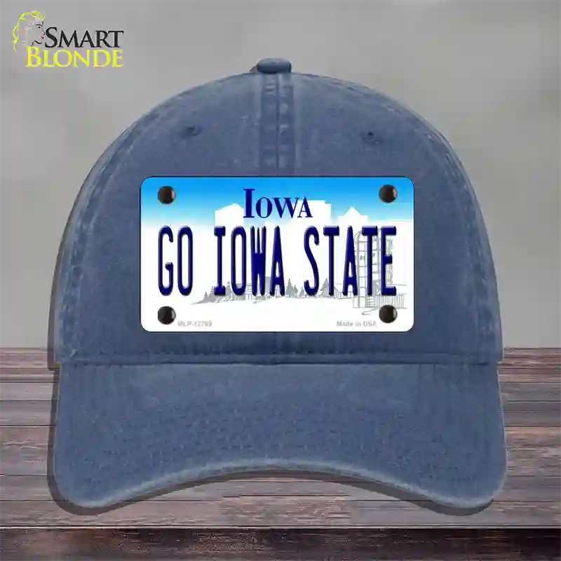 Go Iowa State Novelty License Plate Hat Tag Unconstructed Cotton / Navy