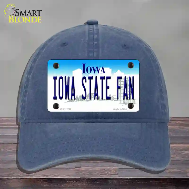 Iowa State Fan Novelty License Plate Hat Tag Unconstructed Cotton / Navy