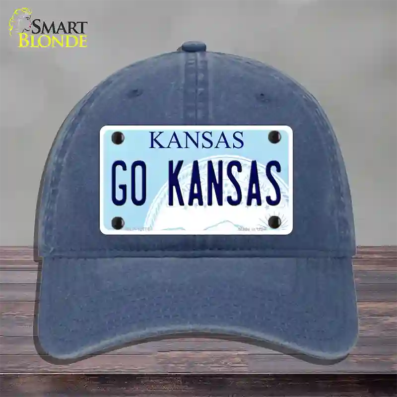 Go Kansas Novelty License Plate Hat Tag Unconstructed Cotton / Navy