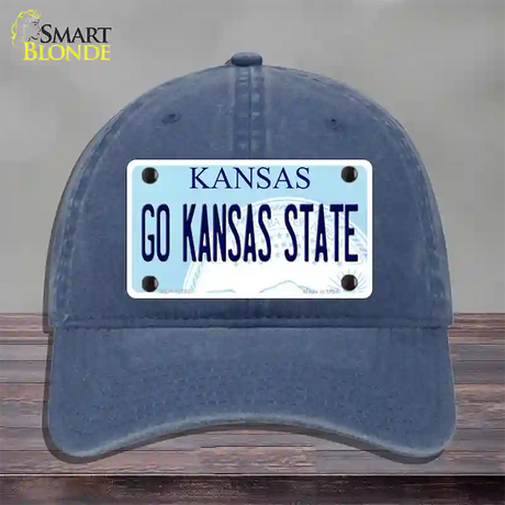 Go Kansas State Novelty License Plate Hat Tag Unconstructed Cotton / Navy