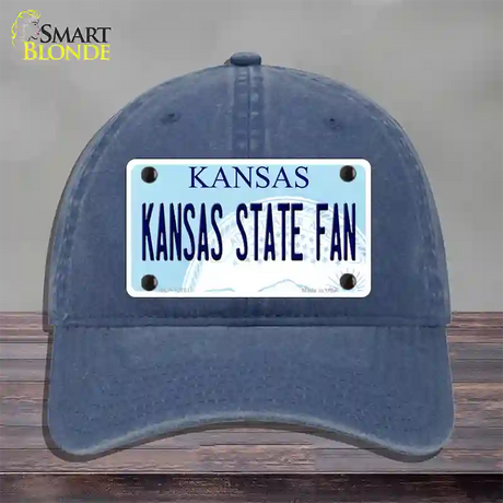 Kansas State Fan Novelty License Plate Hat Tag Unconstructed Cotton / Navy