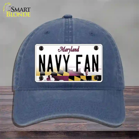 Navy Fan Novelty License Plate Hat Tag Unconstructed Cotton / Navy