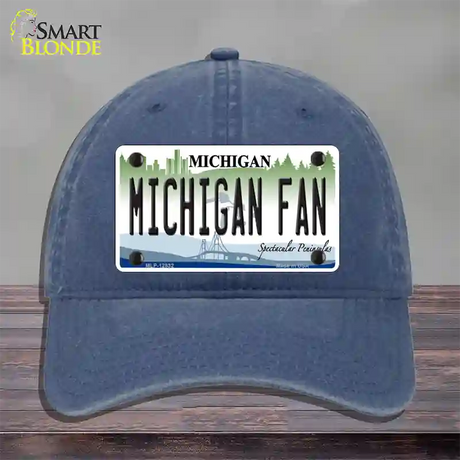 Michigan Fan Novelty License Plate Hat Unconstructed Cotton / Navy