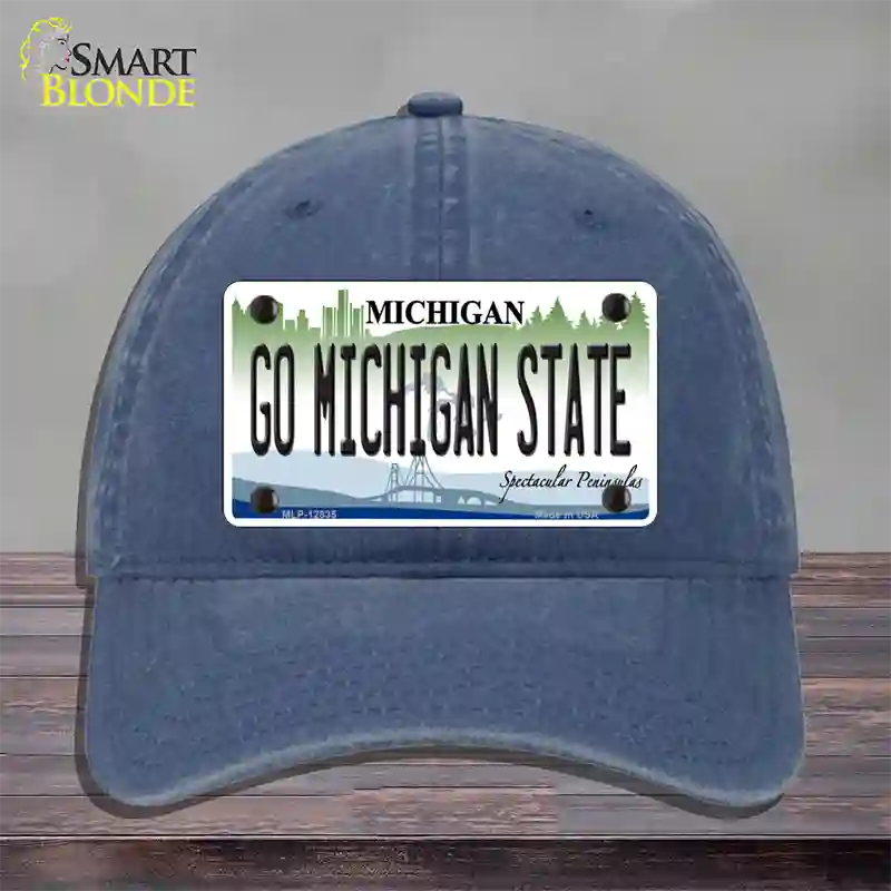 Go Michigan State Novelty License Plate Hat Unconstructed Cotton / Navy