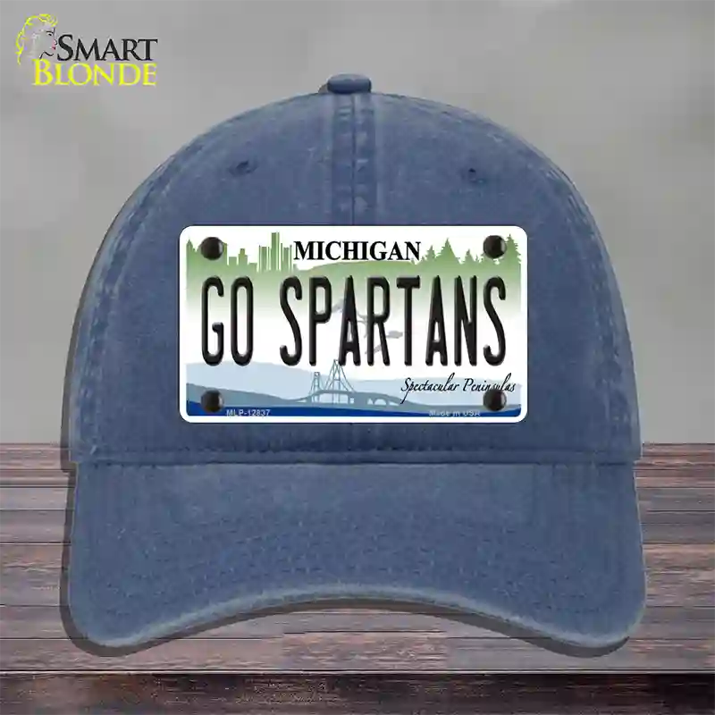 Go Spartans Novelty License Plate Hat Unconstructed Cotton / Navy