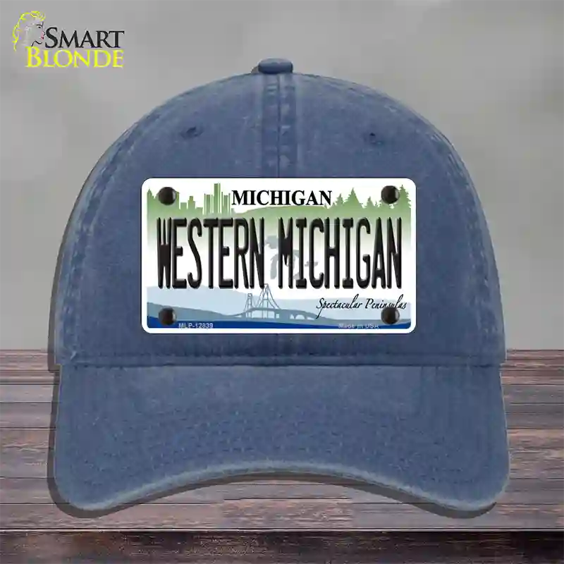 Western Michigan Novelty License Plate Hat Unconstructed Cotton / Navy