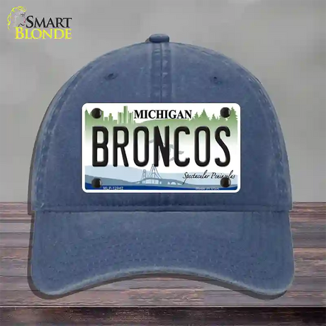 Broncos Michigan Novelty License Plate Hat Unconstructed Cotton / Navy